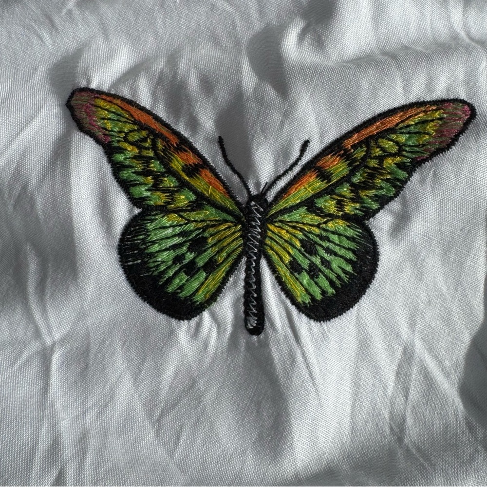 NWT Fanm Mon Larson Butterfly Embroidered Long Sleeve V Neckline Dress Size XL - Picture 11 of 14